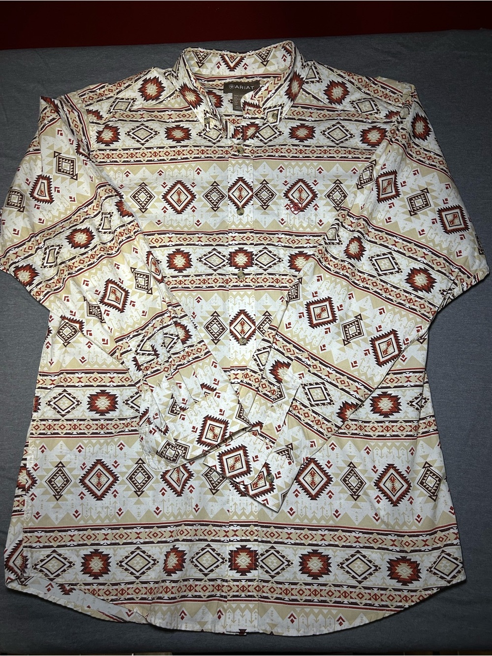 Ariat Men’s Cream & Brown Southwestern Aztec Button-Down Shirt